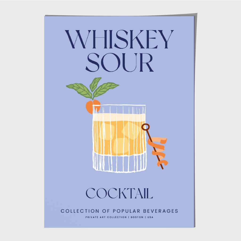 Whiskey Sour Purple, Colourful Cocktail Art Print | Wall Art Plaza UK