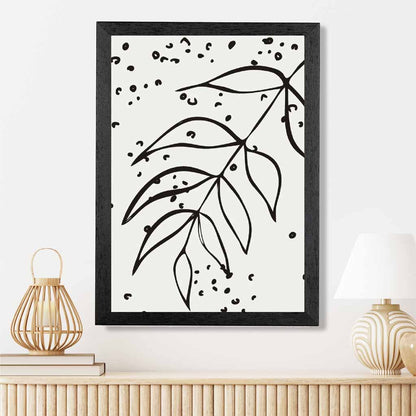 Minimal Line Art Grey, Black Floral Leaf Art Poster | Wall Art Plaza