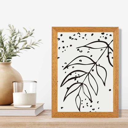 Minimal Line Art Grey, Black Floral Leaf Art Poster | Wall Art Plaza