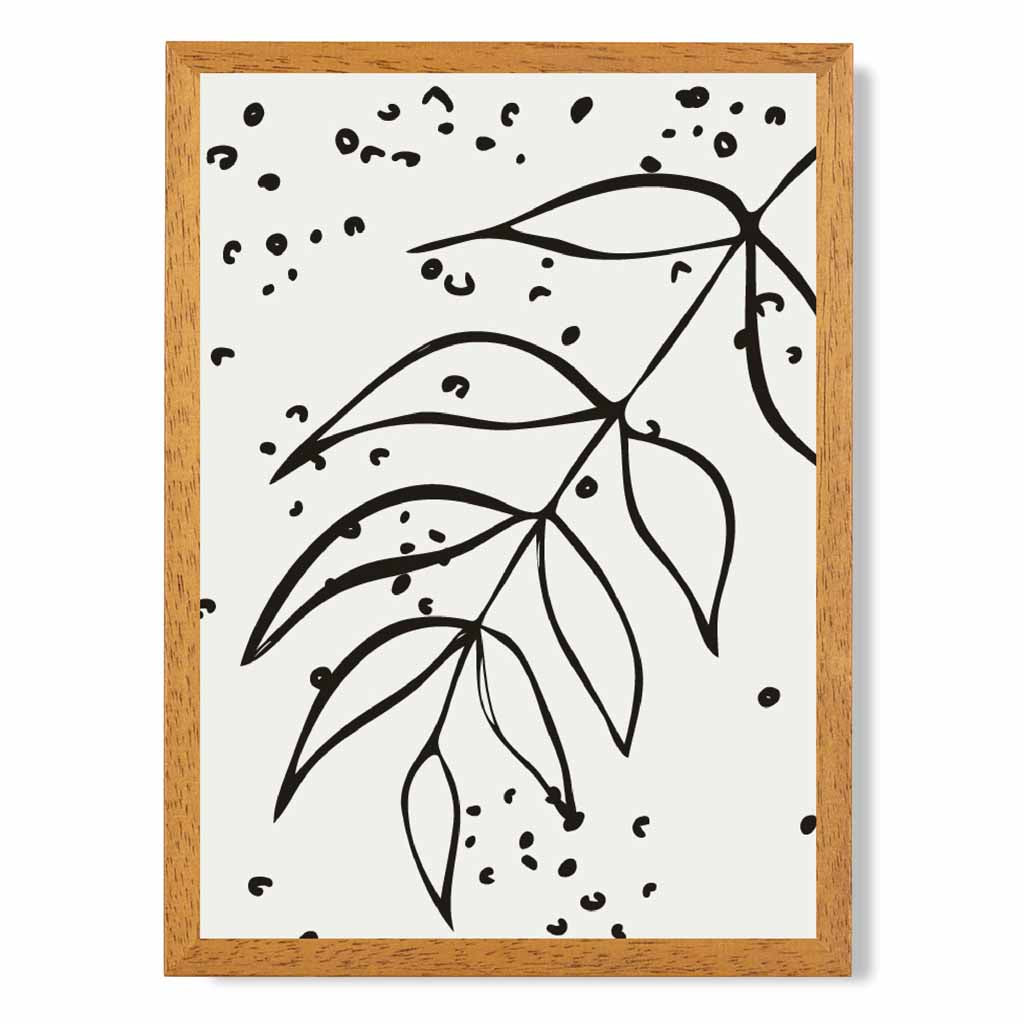 Minimal Line Art Grey, Black Floral Leaf Art Poster | Wall Art Plaza