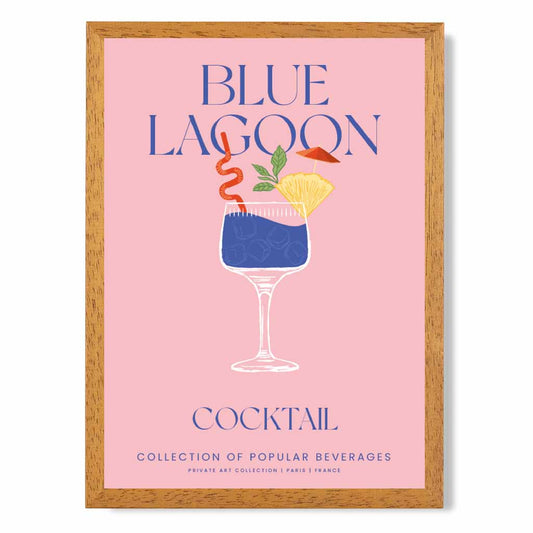 Blue Lagoon Pink, Colourful Cocktail Art Poster | Wall Art Plaza UK