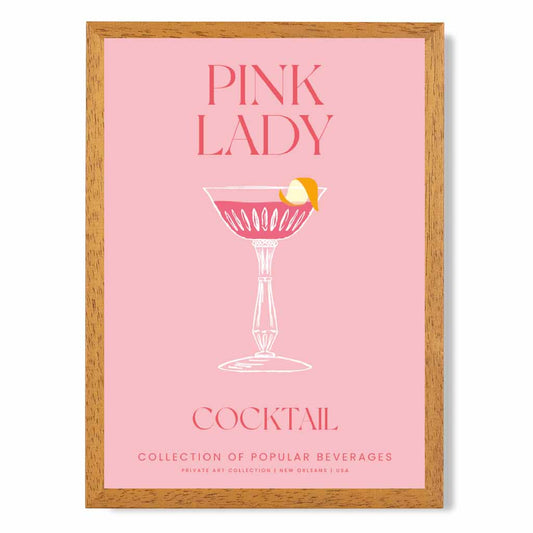 Pink Lady Pink, Colourful Cocktail Art Poster | Wall Art Plaza UK