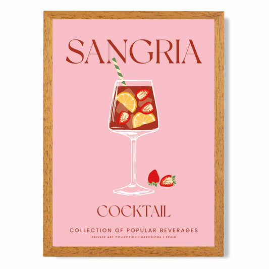 Sangria Pink, Colourful Cocktail Art Print | Wall Art Plaza UK