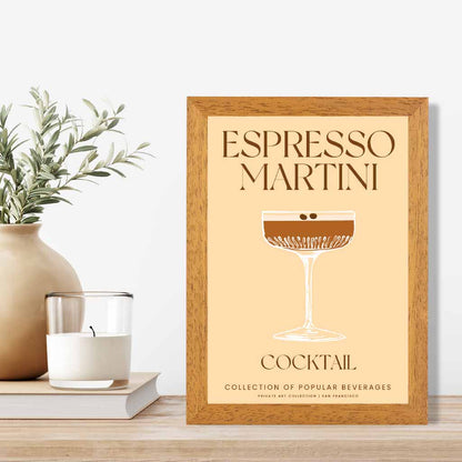 Espresso Martini Beige, Colourful Cocktail Art Print | Wall Art Plaza UK