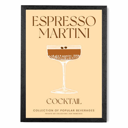 Espresso Martini Beige, Colourful Cocktail Art Print | Wall Art Plaza UK