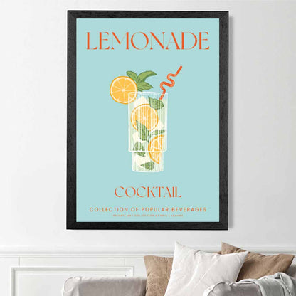 Lemonade Aqua Blue, Colourful Cocktail Art Poster | Wall Art Plaza UK