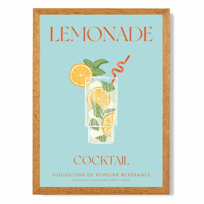 Lemonade Aqua Blue, Colourful Cocktail Art Poster | Wall Art Plaza UK