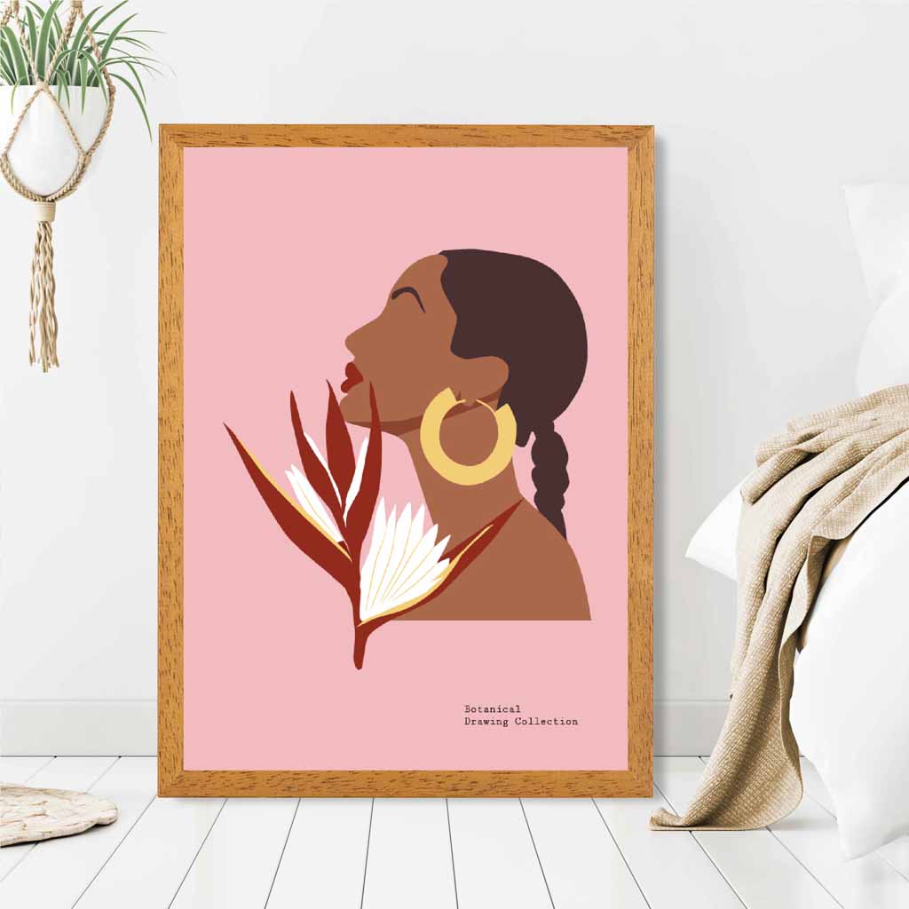 Modern Illustration Pink, Colourful Paradise Girl Art Poster | Wall Art Plaza UK