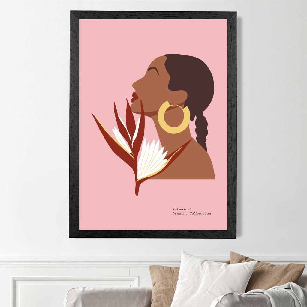 Modern Illustration Pink, Colourful Paradise Girl Art Poster | Wall Art Plaza UK