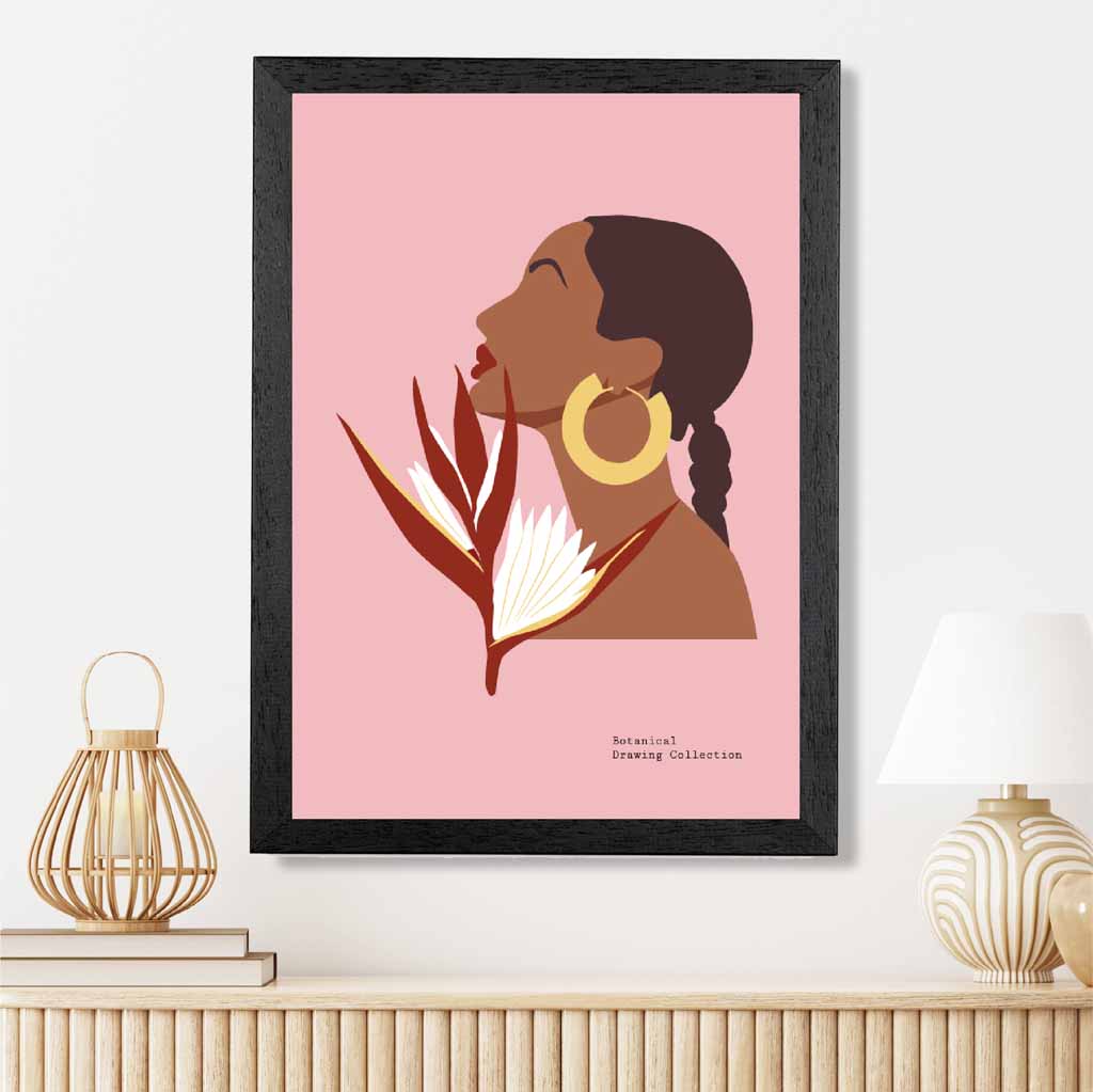 Modern Illustration Pink, Colourful Paradise Girl Art Poster | Wall Art Plaza UK