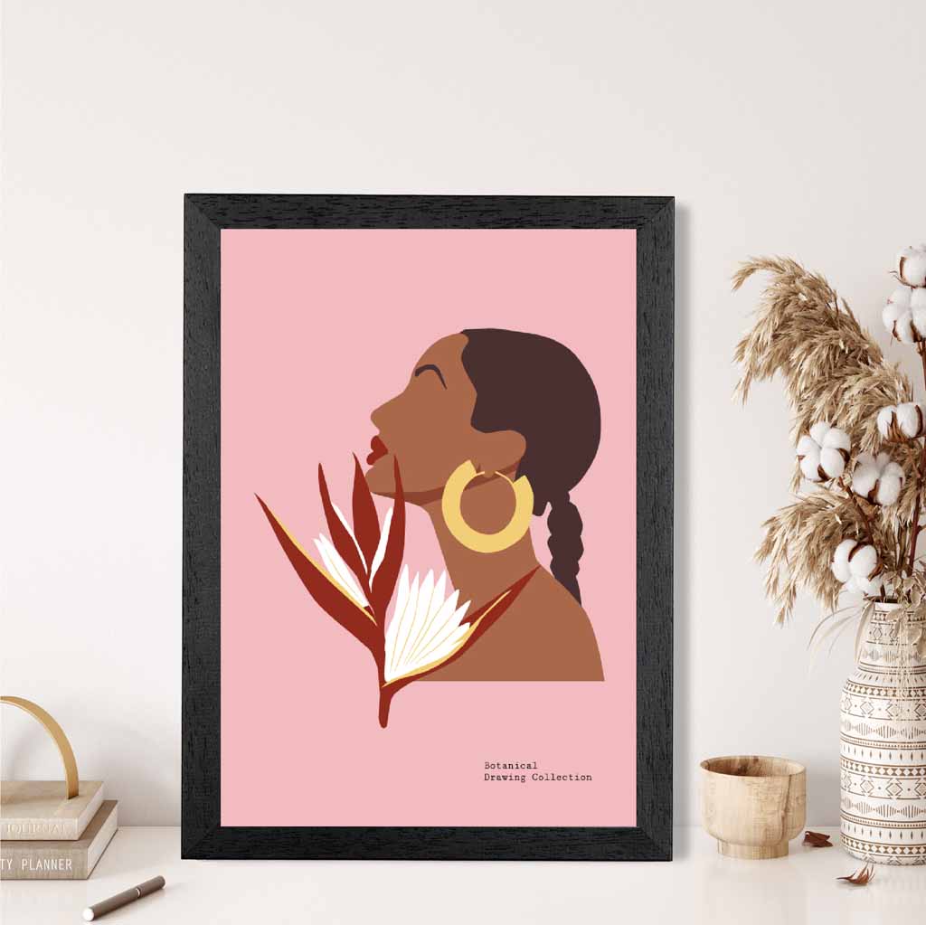 Modern Illustration Pink, Colourful Paradise Girl Art Poster | Wall Art Plaza UK