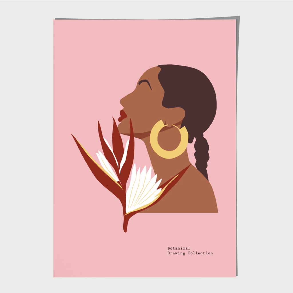 Modern Illustration Pink, Colourful Paradise Girl Art Poster | Wall Art Plaza UK