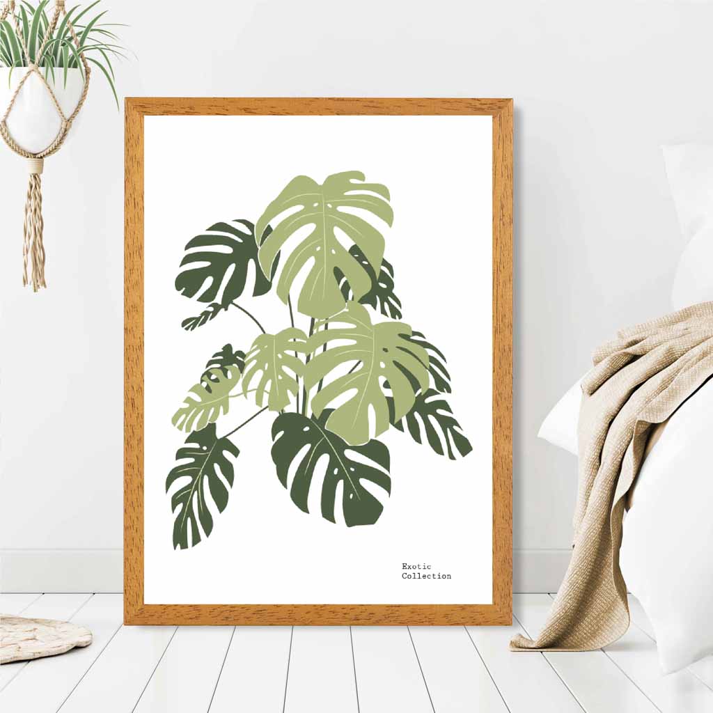 Minimal Green,  Exotic Monstera Art Print | Wall Art Plaza UK