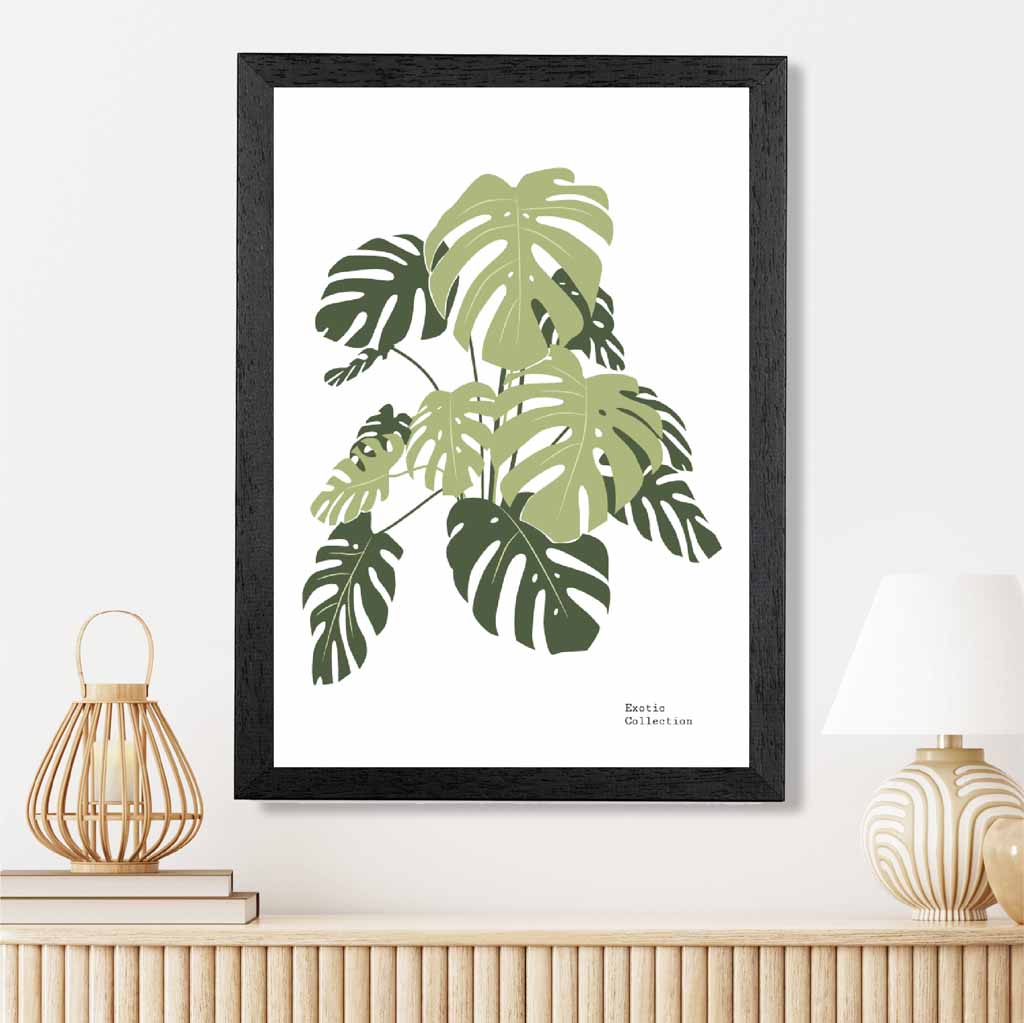 Minimal Green,  Exotic Monstera Art Print | Wall Art Plaza UK