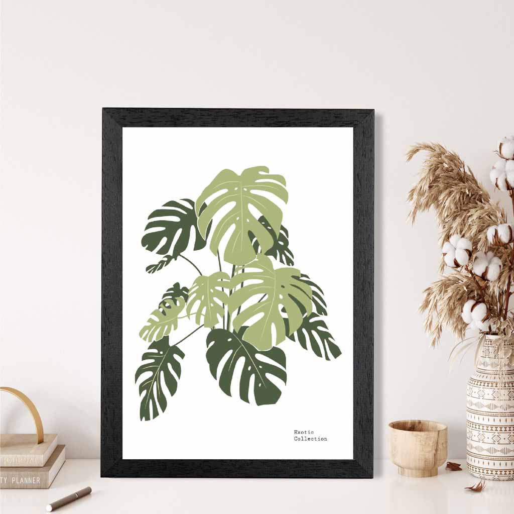 Minimal Green,  Exotic Monstera Art Print | Wall Art Plaza UK