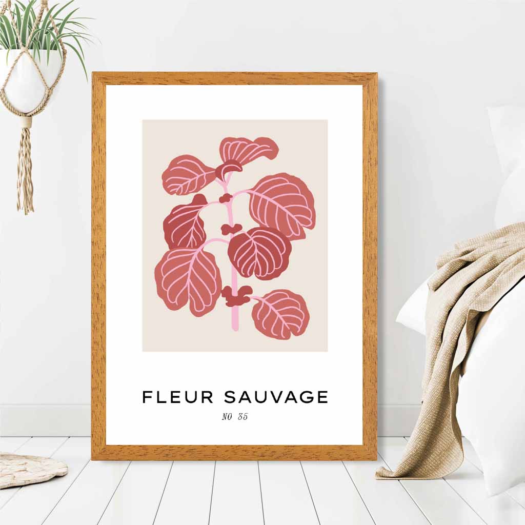 Floral Beige, Pink Fleur Sauvage - Wild Flowers Art Print | Wall Art Plaza UK