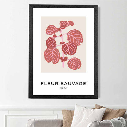 Floral Beige, Pink Fleur Sauvage - Wild Flowers Art Print | Wall Art Plaza UK