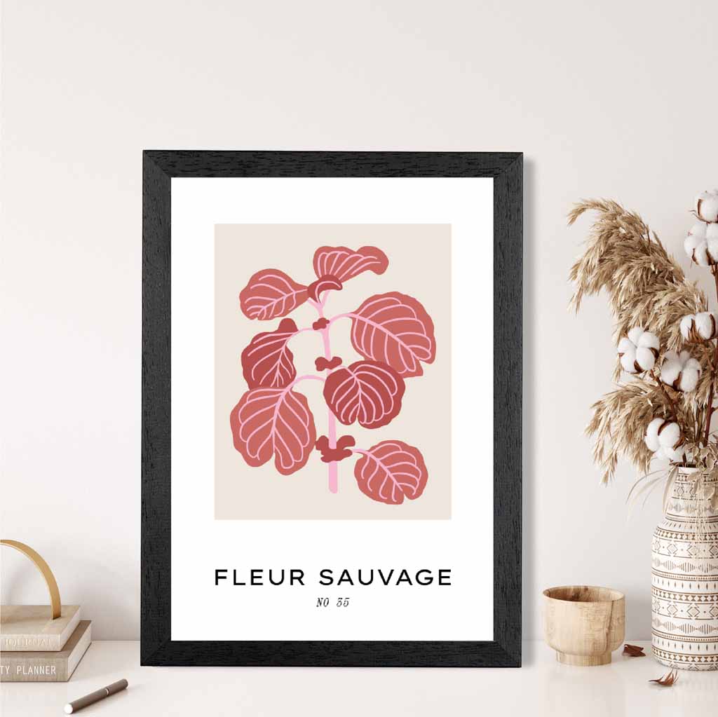 Floral Beige, Pink Fleur Sauvage - Wild Flowers Art Print | Wall Art Plaza UK