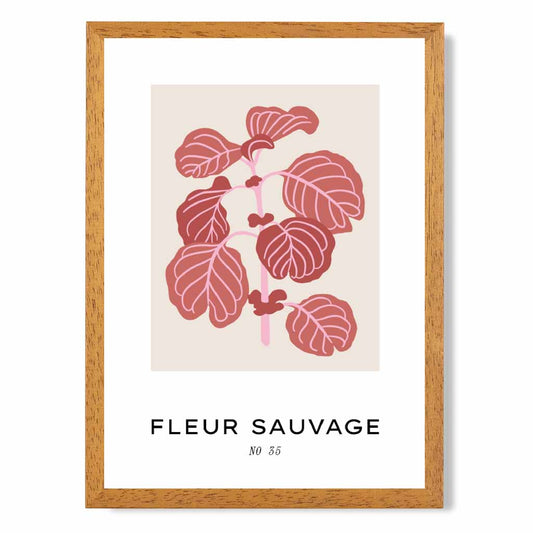 Floral Beige, Pink Fleur Sauvage - Wild Flowers Art Print | Wall Art Plaza UK