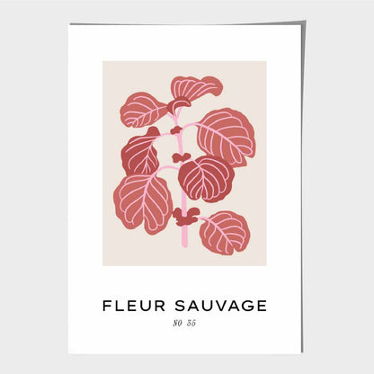 Floral Beige, Pink Fleur Sauvage - Wild Flowers Art Print | Wall Art Plaza UK