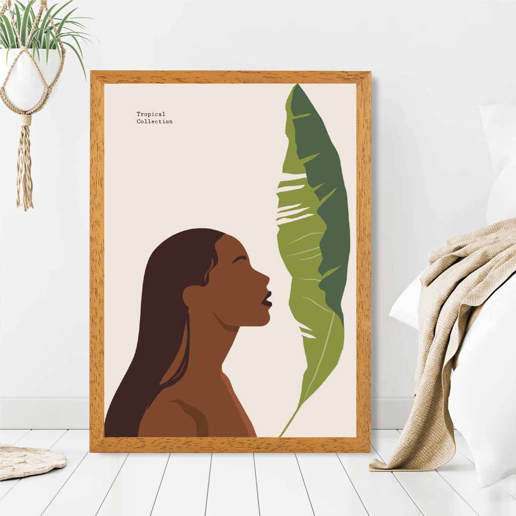 Modern Art Beige, Green Tropical Life Art Poster | Wall Art Plaza UK