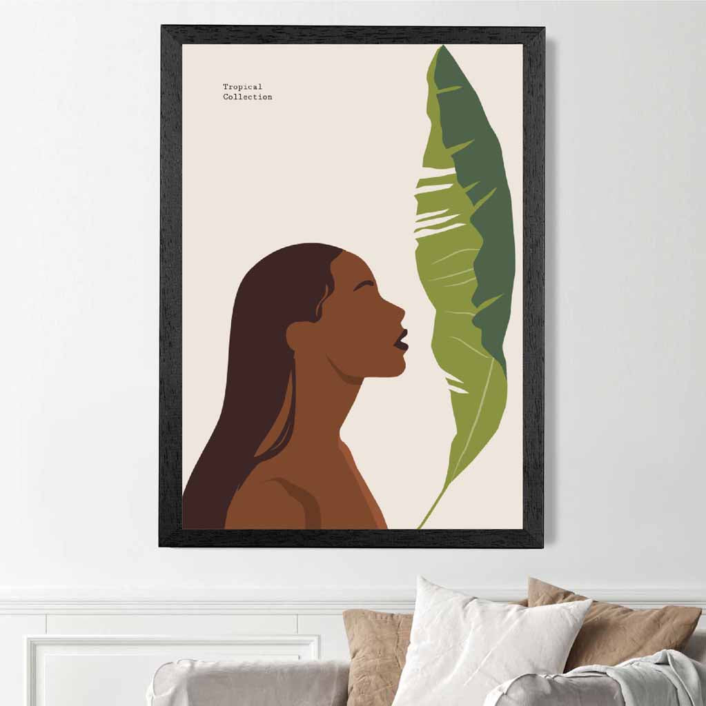 Modern Art Beige, Green Tropical Life Art Poster | Wall Art Plaza UK