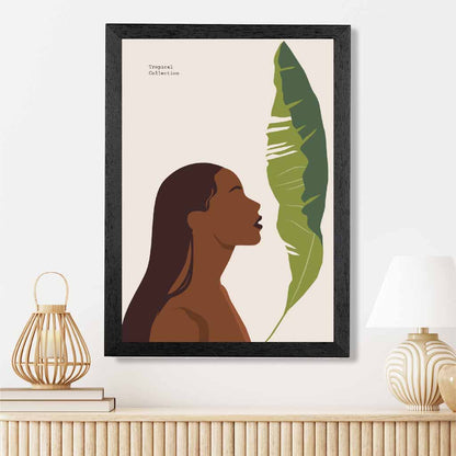 Modern Art Beige, Green Tropical Life Art Poster | Wall Art Plaza UK