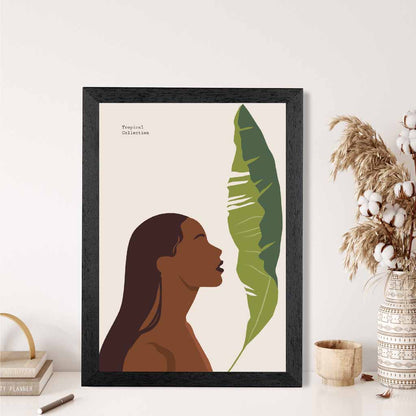 Modern Art Beige, Green Tropical Life Art Poster | Wall Art Plaza UK