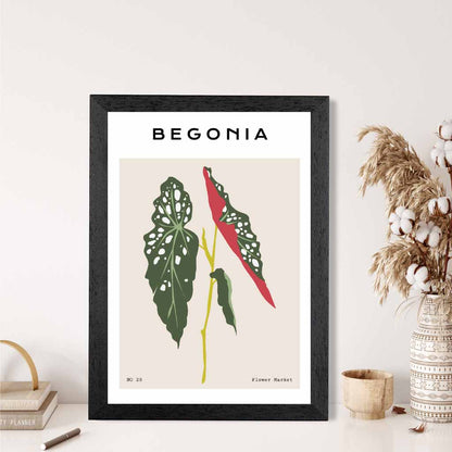 Modern Floral Beige, Green Begonia Maculata Art Poster | Wall Art Plaza UK