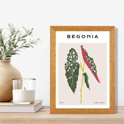 Modern Floral Beige, Green Begonia Maculata Art Poster | Wall Art Plaza UK