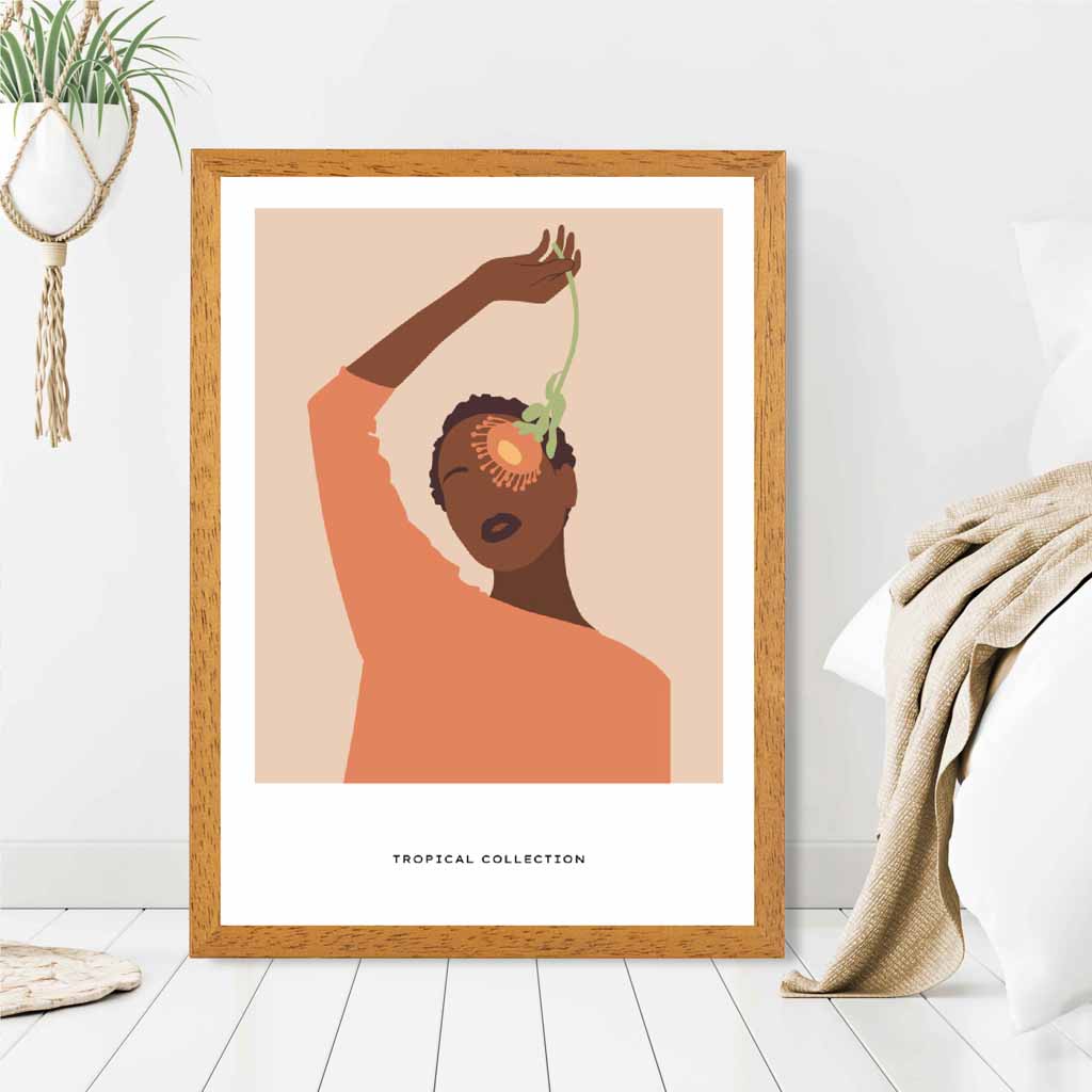 Modern Art Beige, Orange Tropical Fashion Art Print | Wall Art Plaza UK