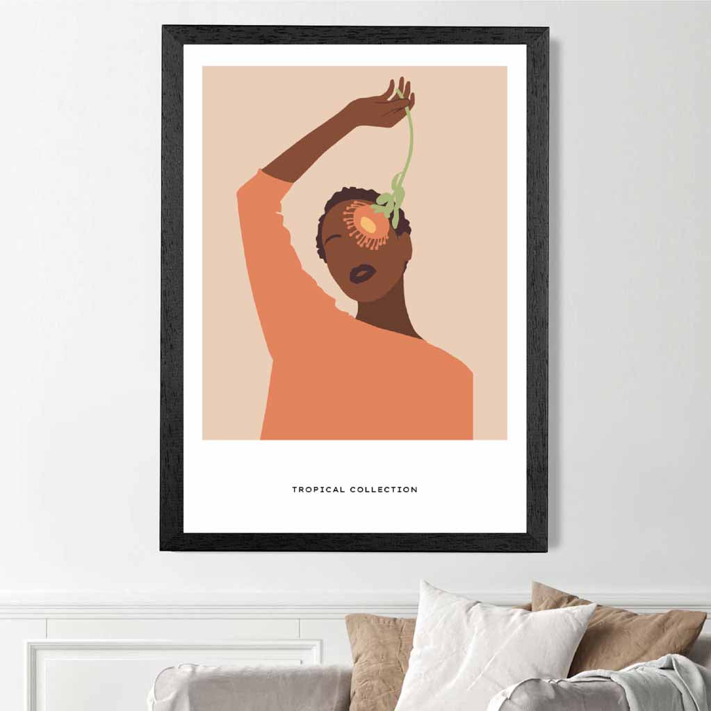 Modern Art Beige, Orange Tropical Fashion Art Print | Wall Art Plaza UK