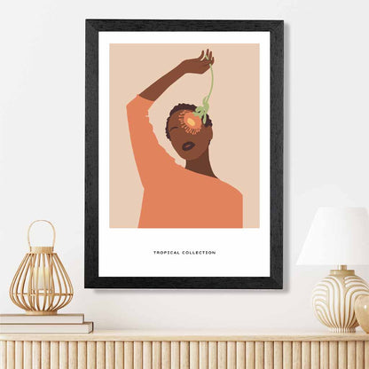 Modern Art Beige, Orange Tropical Fashion Art Print | Wall Art Plaza UK