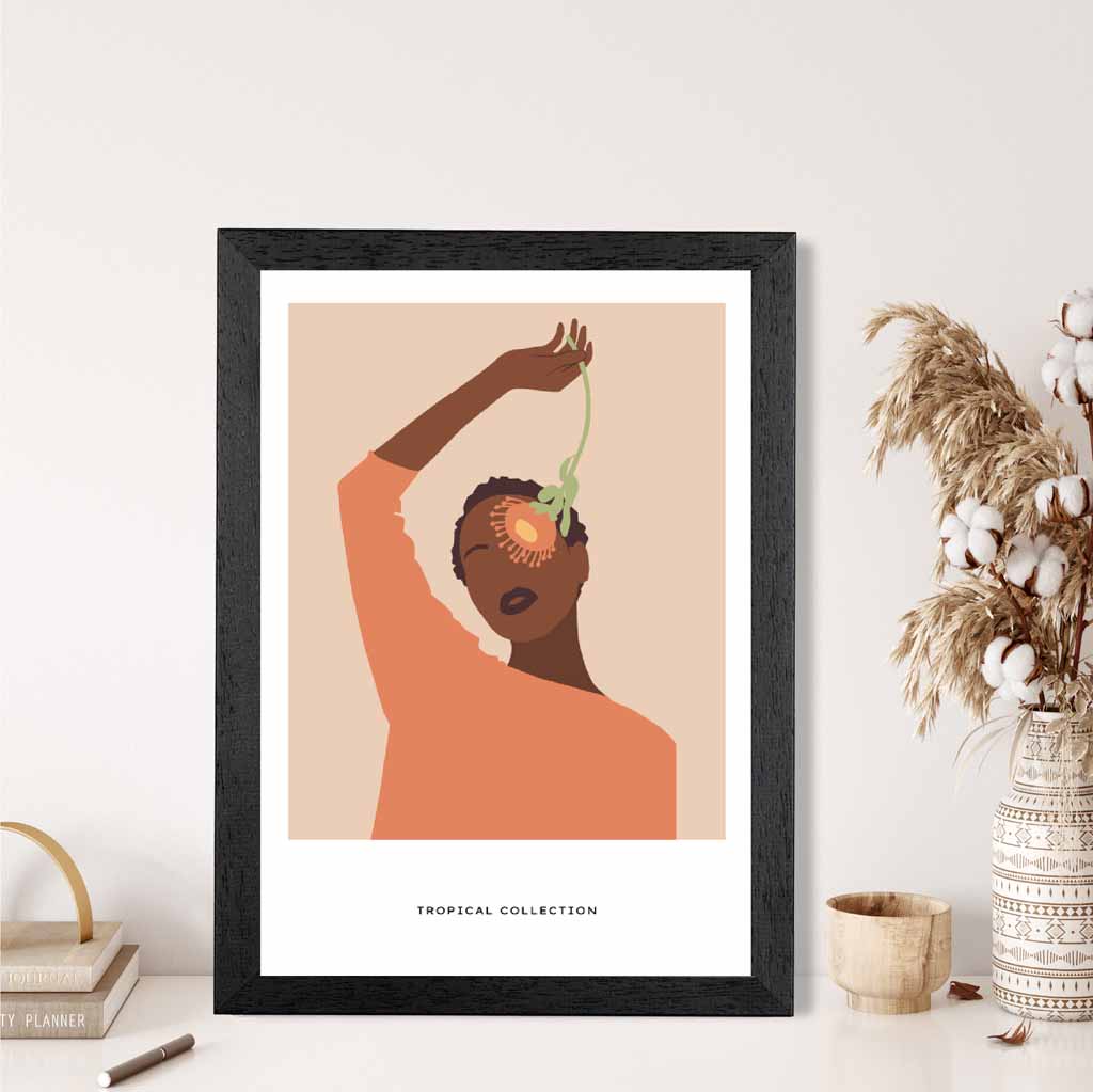 Modern Art Beige, Orange Tropical Fashion Art Print | Wall Art Plaza UK