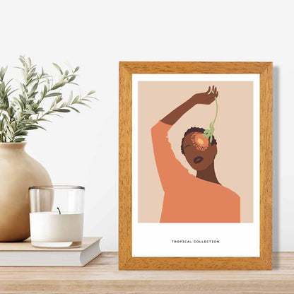 Modern Art Beige, Orange Tropical Fashion Art Print | Wall Art Plaza UK