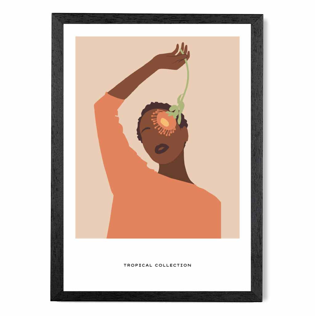 Modern Art Beige, Orange Tropical Fashion Art Print | Wall Art Plaza UK