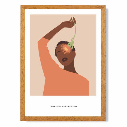 Modern Art Beige, Orange Tropical Fashion Art Print | Wall Art Plaza UK