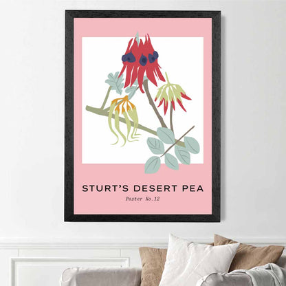 Simple Floral Pink, Colourful Sturt's Desert Pea Art Print | Wall Art Plaza UK