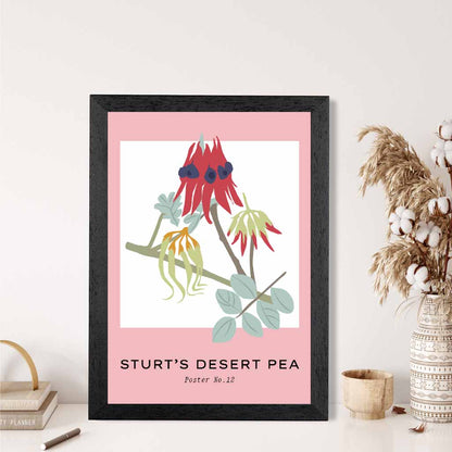 Simple Floral Pink, Colourful Sturt's Desert Pea Art Print | Wall Art Plaza UK