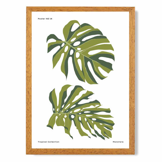 Minimal Green,  Tropical Monstera Art Print | Wall Art Plaza UK