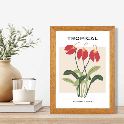 Tropical Floral Red, Green Masdevallia Flower Art Print | Wall Art Plaza UK