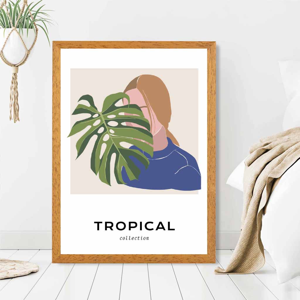 Modern Art Green, Blue Tropical Cover Art Print | Wall Art Plaza UK