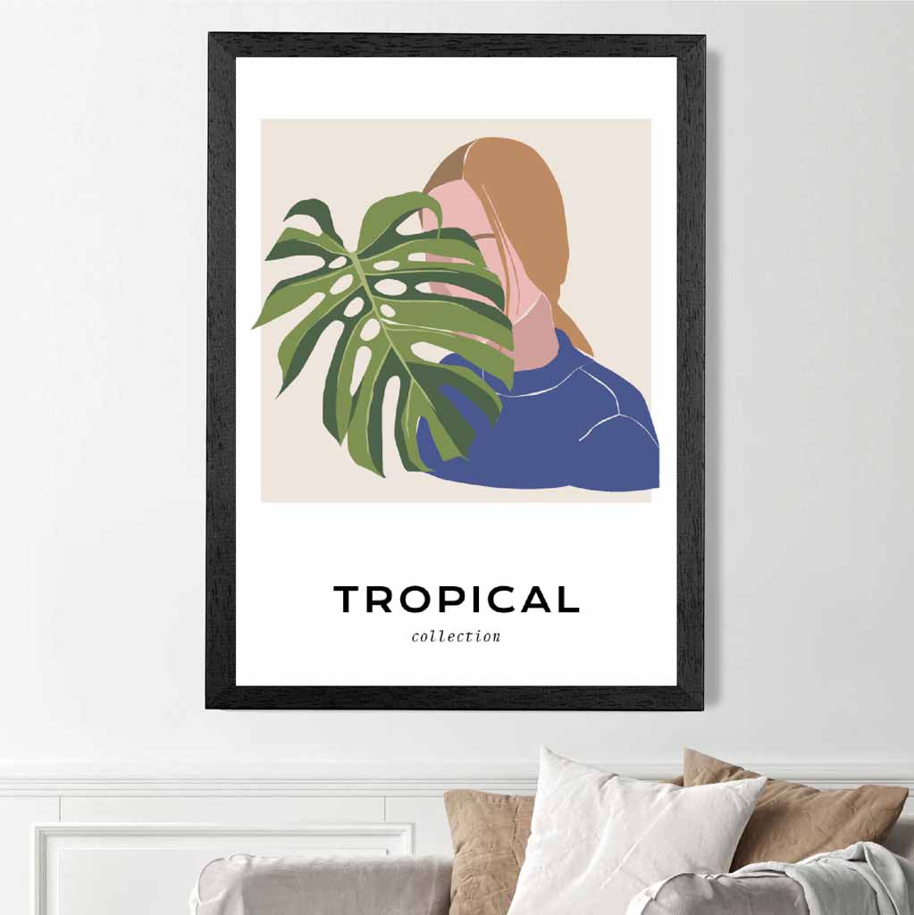 Modern Art Green, Blue Tropical Cover Art Print | Wall Art Plaza UK