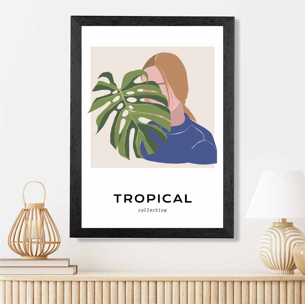 Modern Art Green, Blue Tropical Cover Art Print | Wall Art Plaza UK