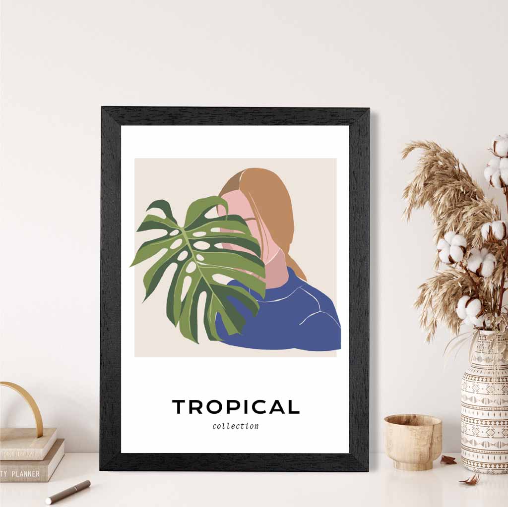 Modern Art Green, Blue Tropical Cover Art Print | Wall Art Plaza UK