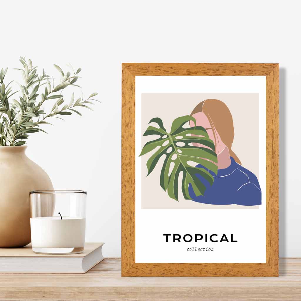 Modern Art Green, Blue Tropical Cover Art Print | Wall Art Plaza UK