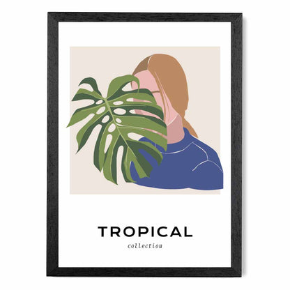 Modern Art Green, Blue Tropical Cover Art Print | Wall Art Plaza UK