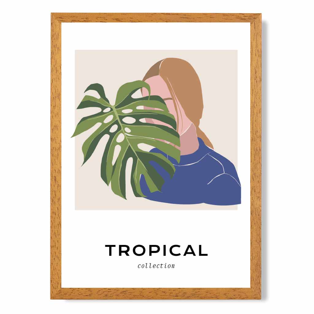 Modern Art Green, Blue Tropical Cover Art Print | Wall Art Plaza UK