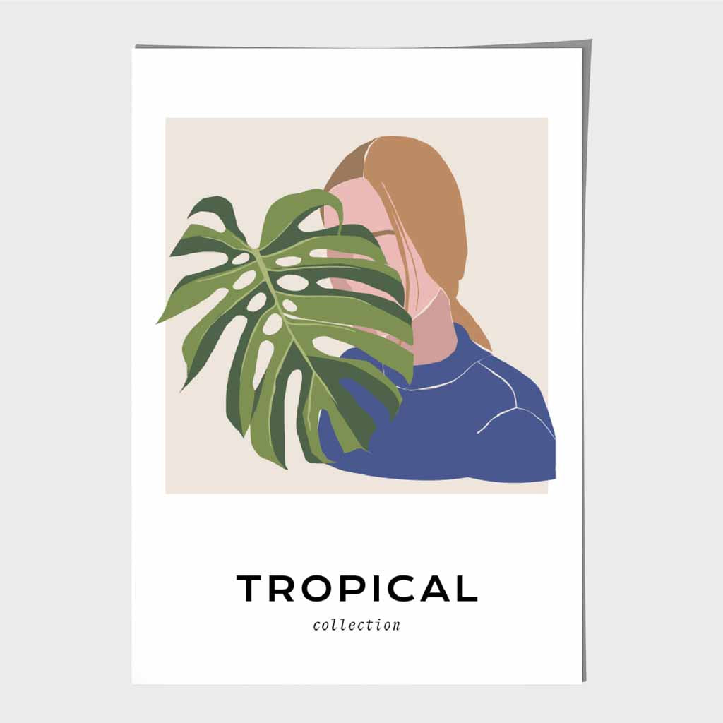 Modern Art Green, Blue Tropical Cover Art Print | Wall Art Plaza UK