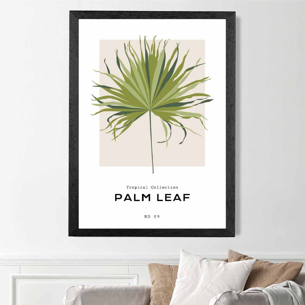 Tropical Floral Green, Beige Palm Leaf Art Print | Wall Art Plaza UK